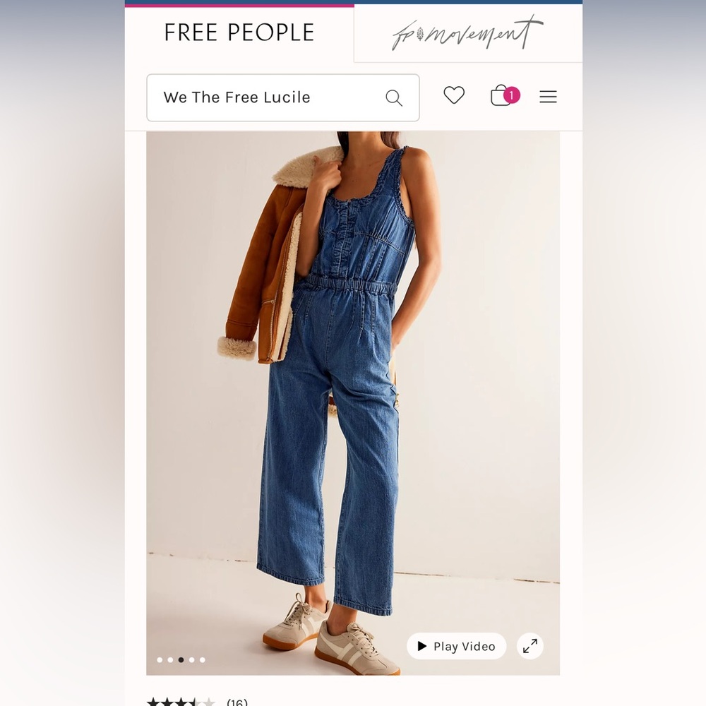 We The Free Lucile Jumpsuit	
Size medium